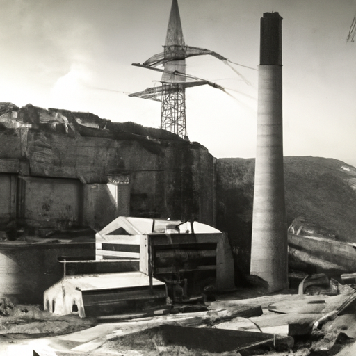 תמונה ישנה בשחור לבן המציגה את תחנת הכוח הראשונה בישראל